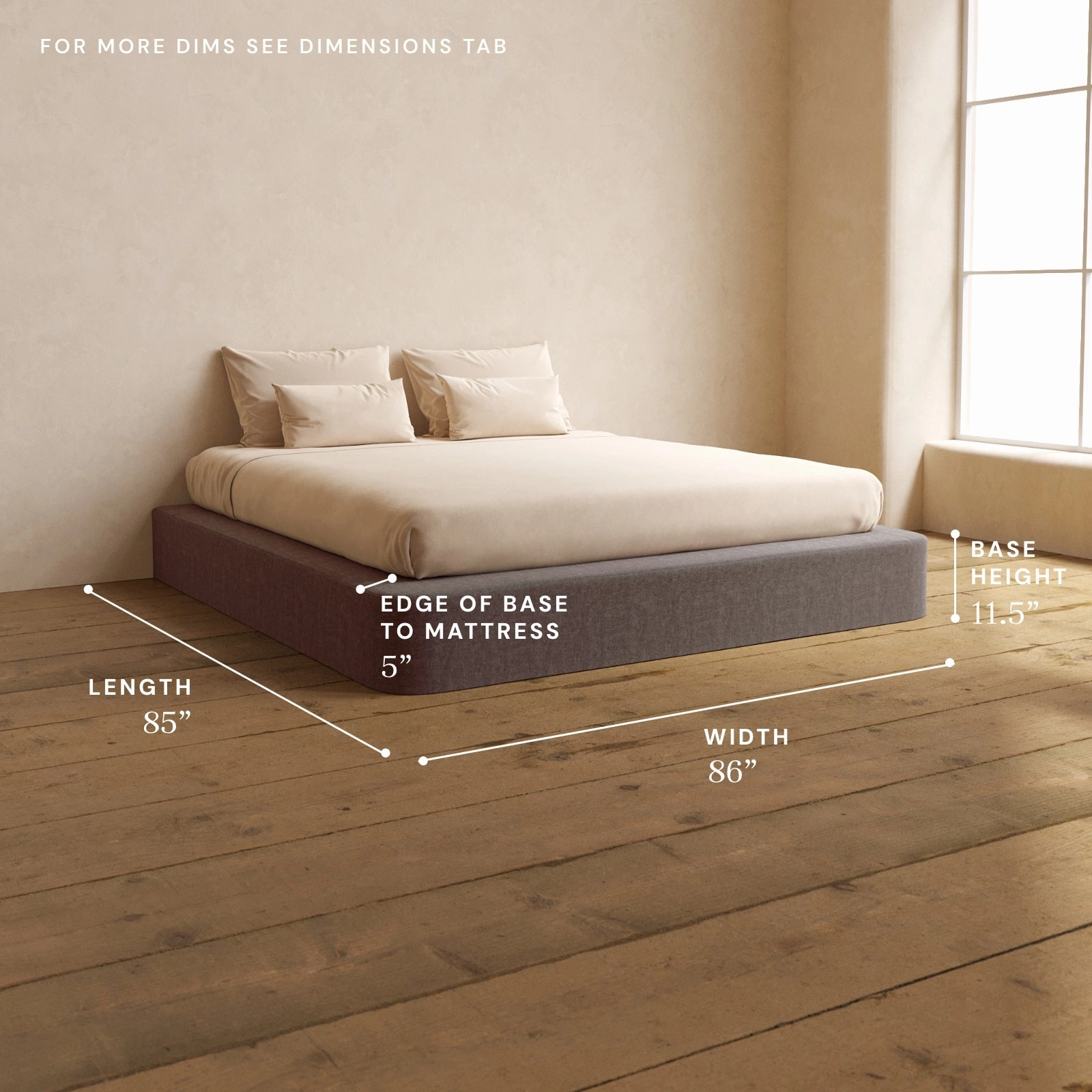 King Upholstered Platform Bed | Heirloom Velvet in Caviar