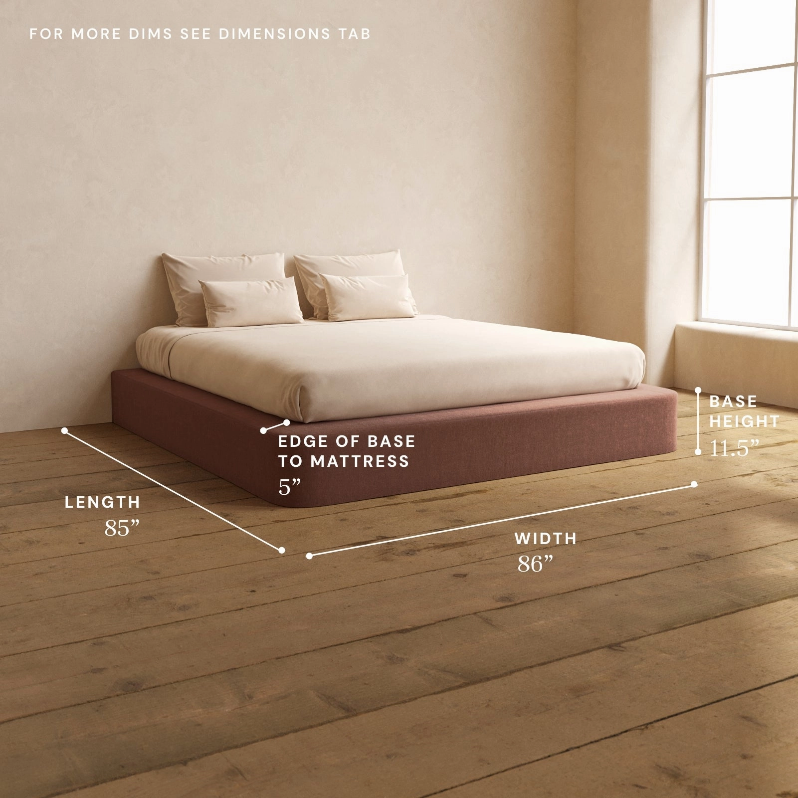 King Upholstered Platform Bed | Heirloom Velvet in Chestnut