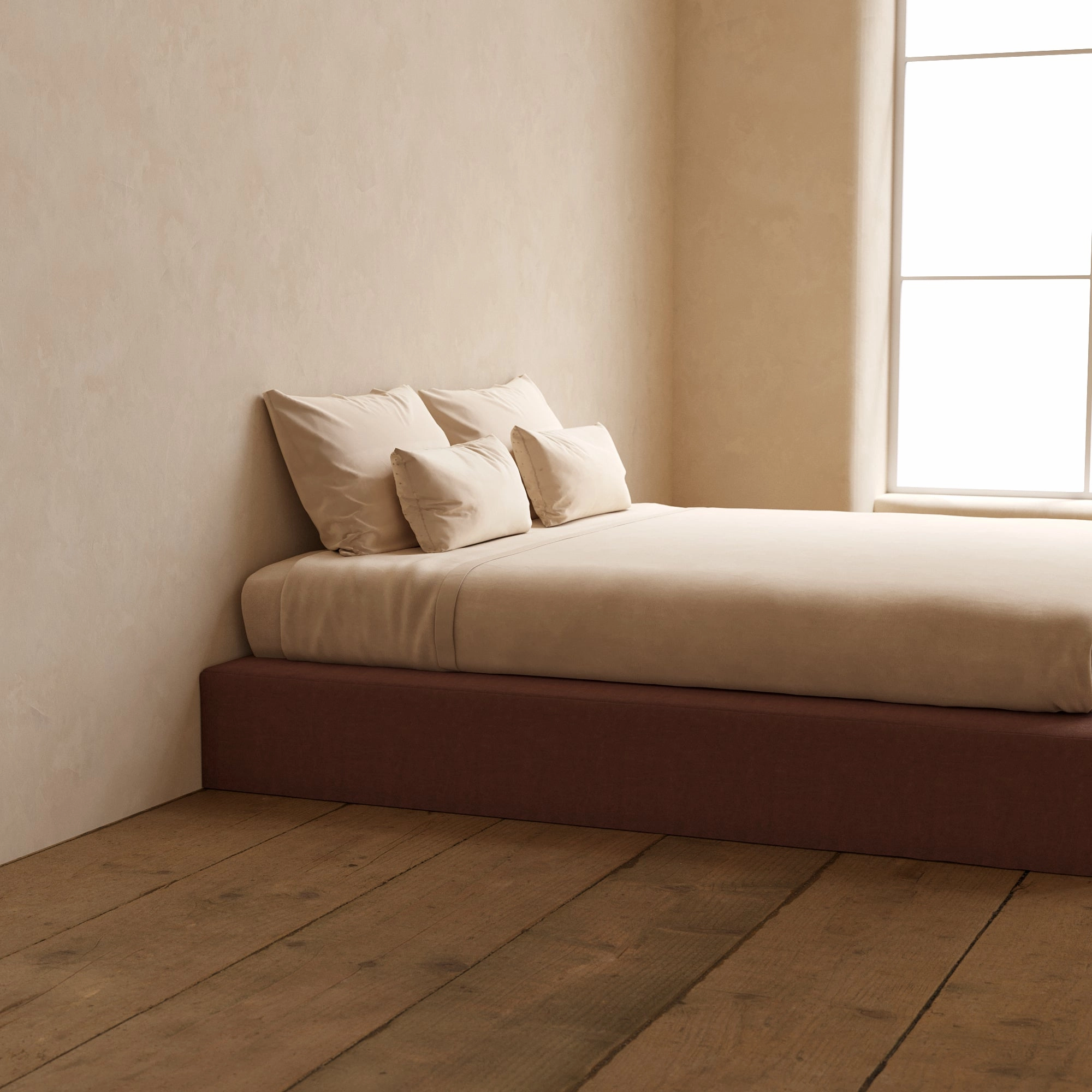 King Upholstered Platform Bed | Heirloom Velvet in Chestnut