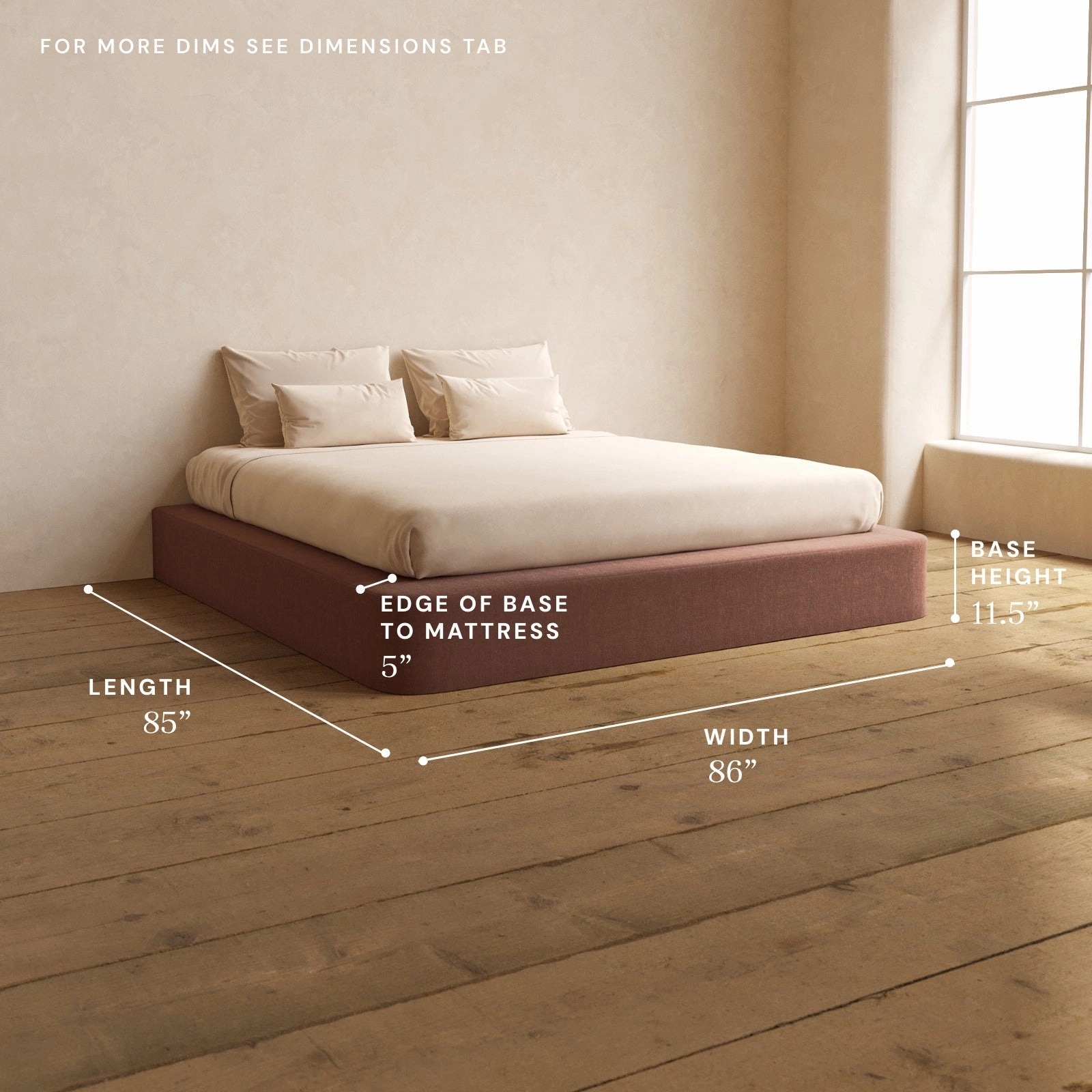 King Upholstered Platform Bed | Heirloom Velvet in Chestnut
