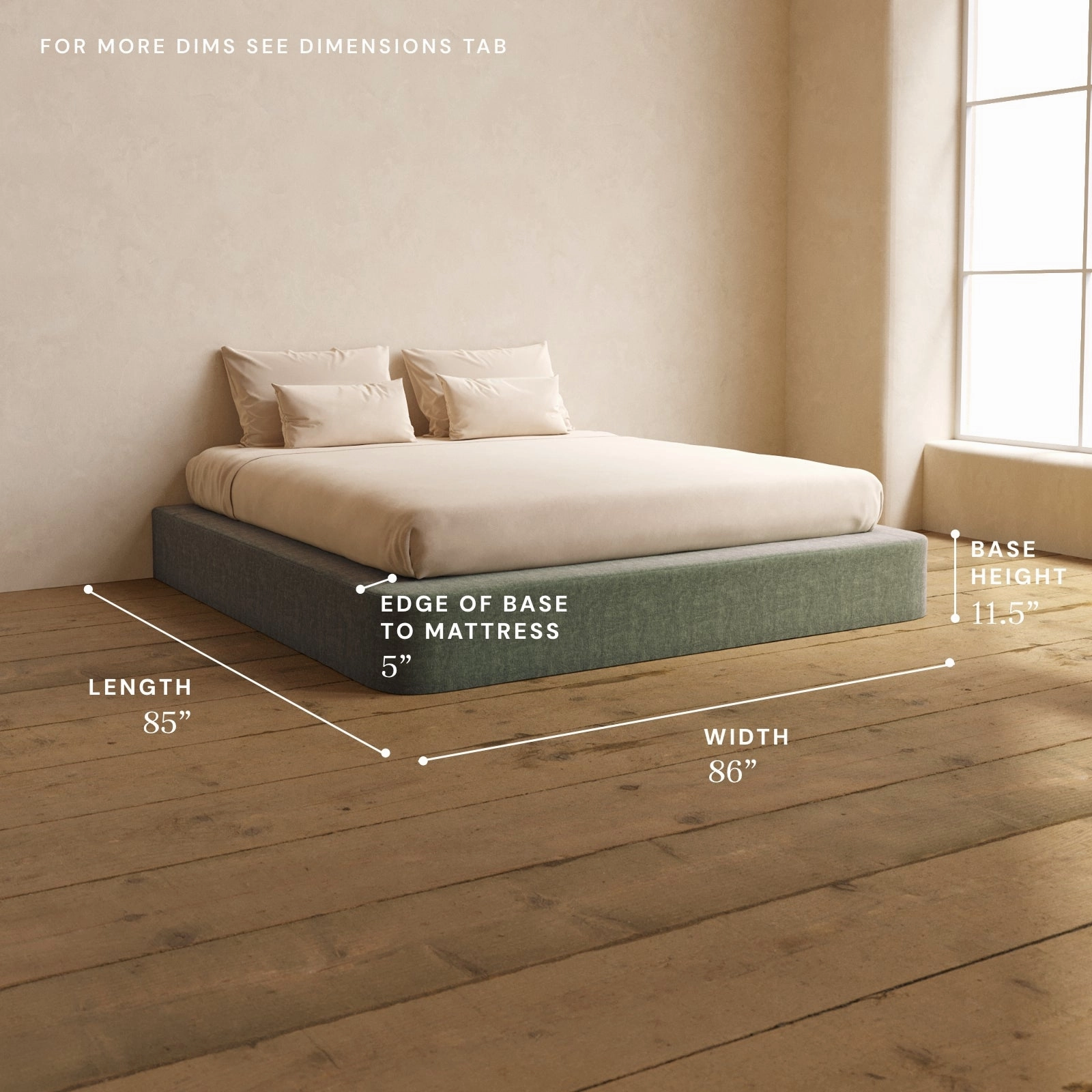 King Upholstered Platform Bed | Heirloom Velvet in Willow