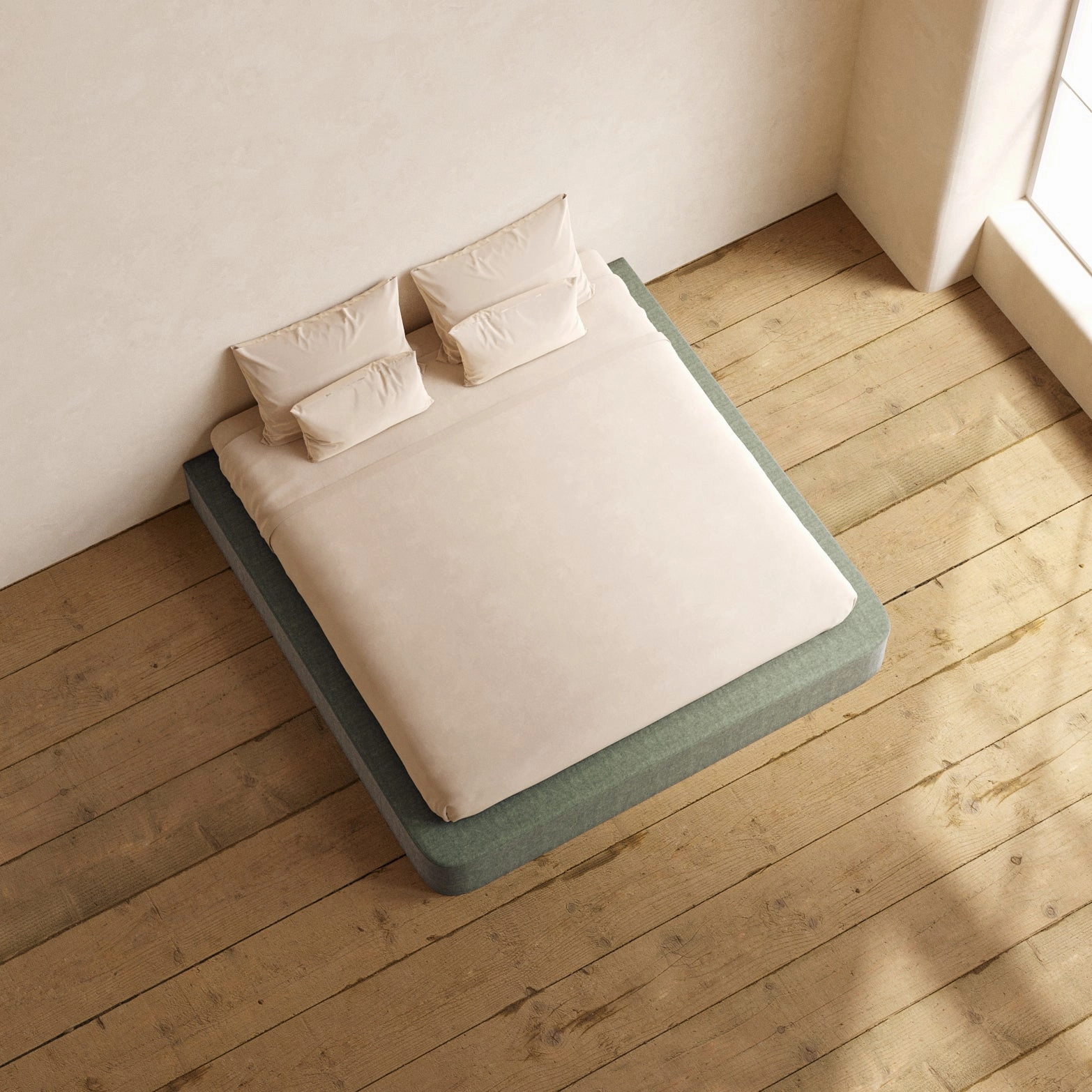 King Upholstered Platform Bed | Heirloom Velvet in Willow