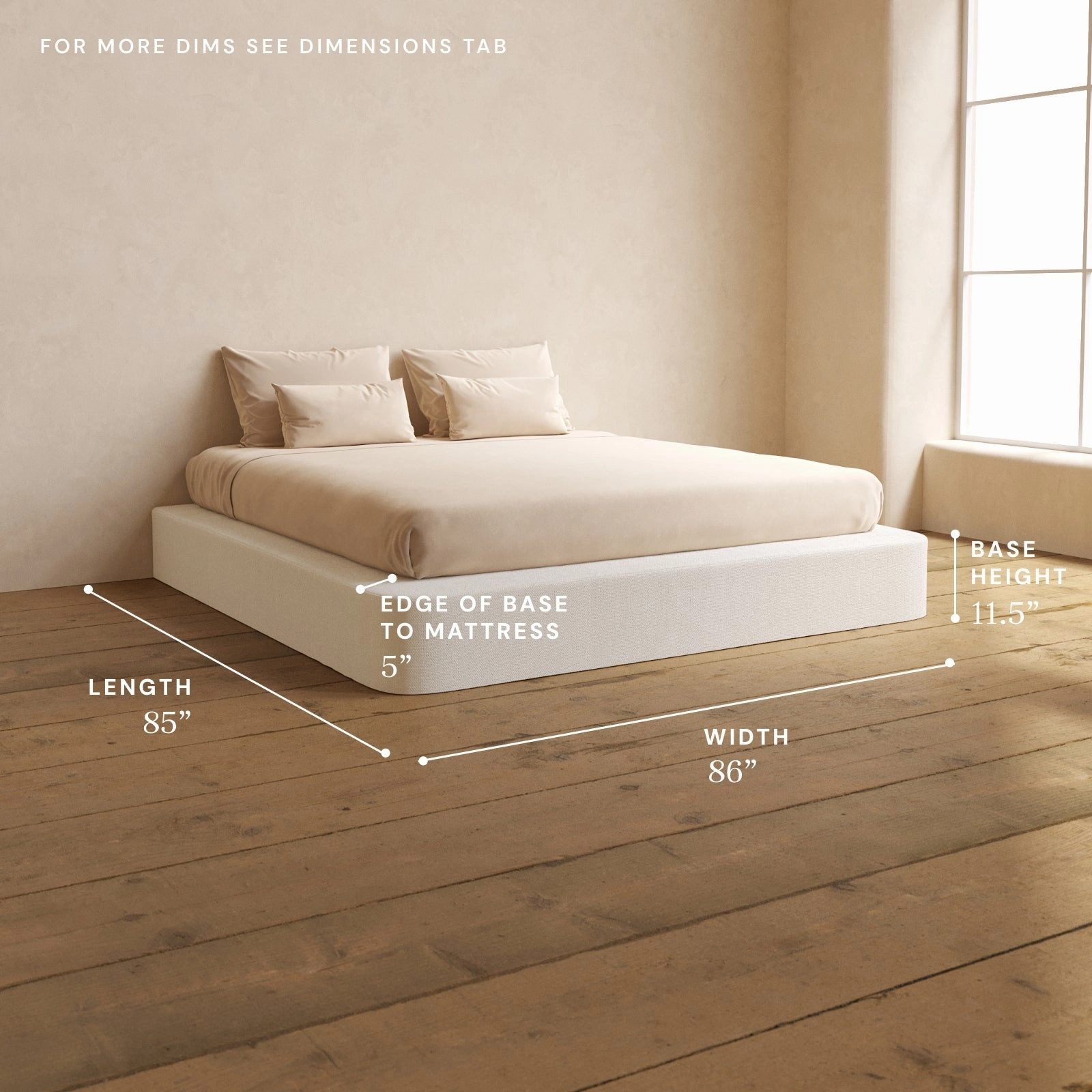 King Upholstered Platform Bed | Knit Velvet in Powder