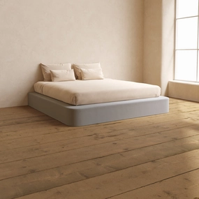 King Upholstered Platform Bed | Micro Chenille in Pumice