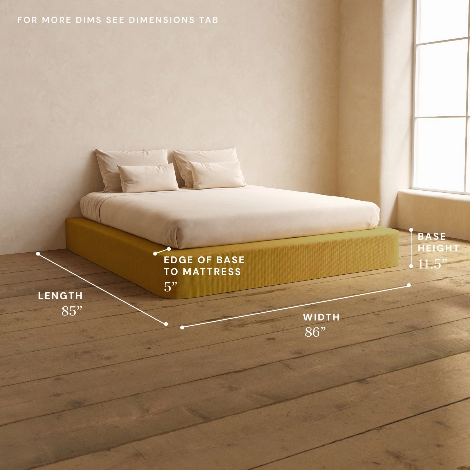 King Upholstered Platform Bed | Mizu Weave in Kiiro