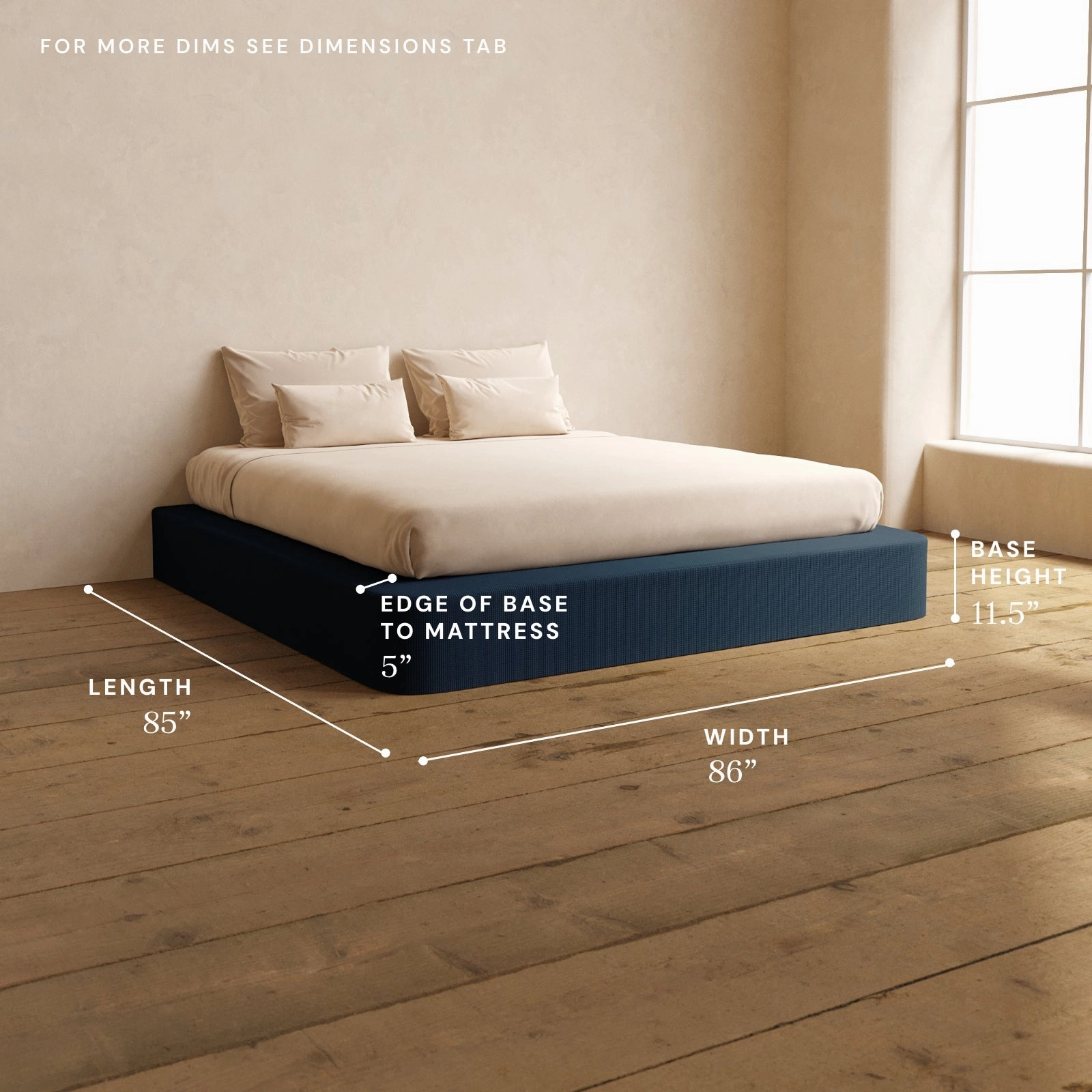 King Upholstered Platform Bed | Mizu Weave in Sumi