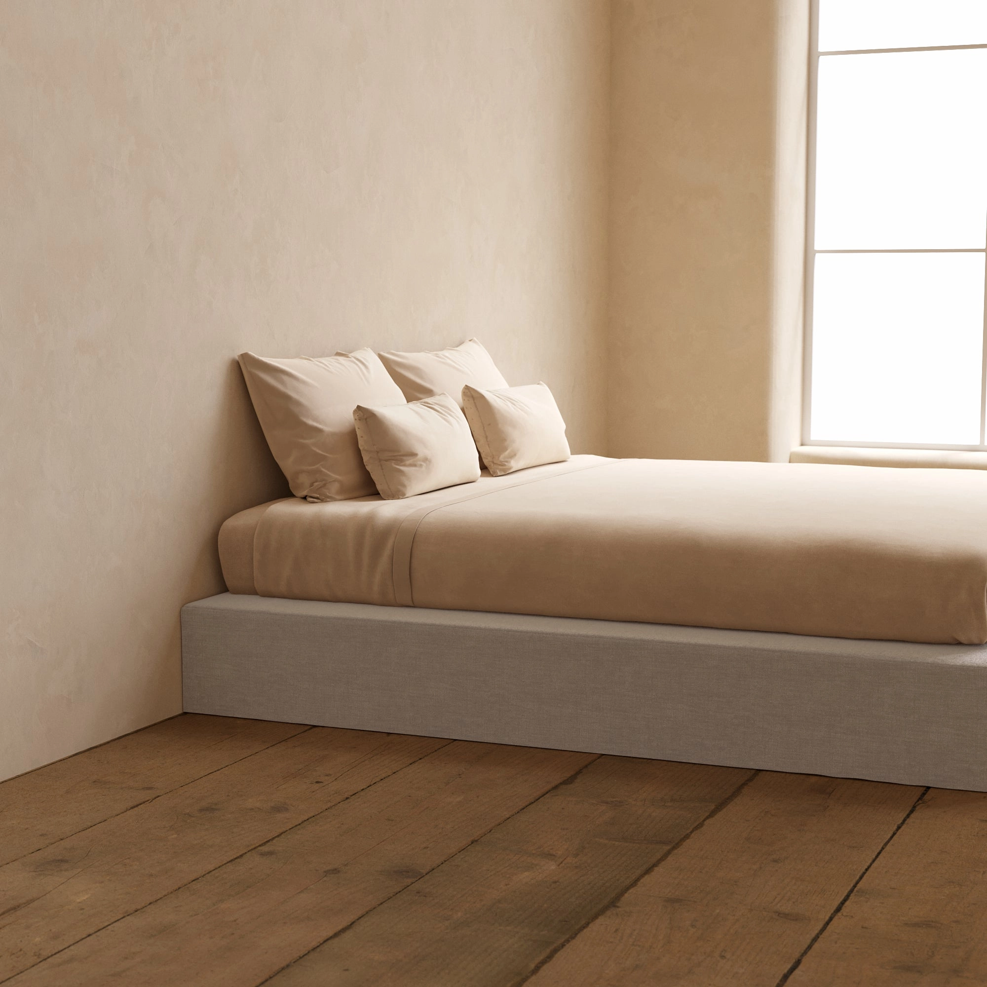 King Upholstered Platform Bed | Mod Velvet in Mist