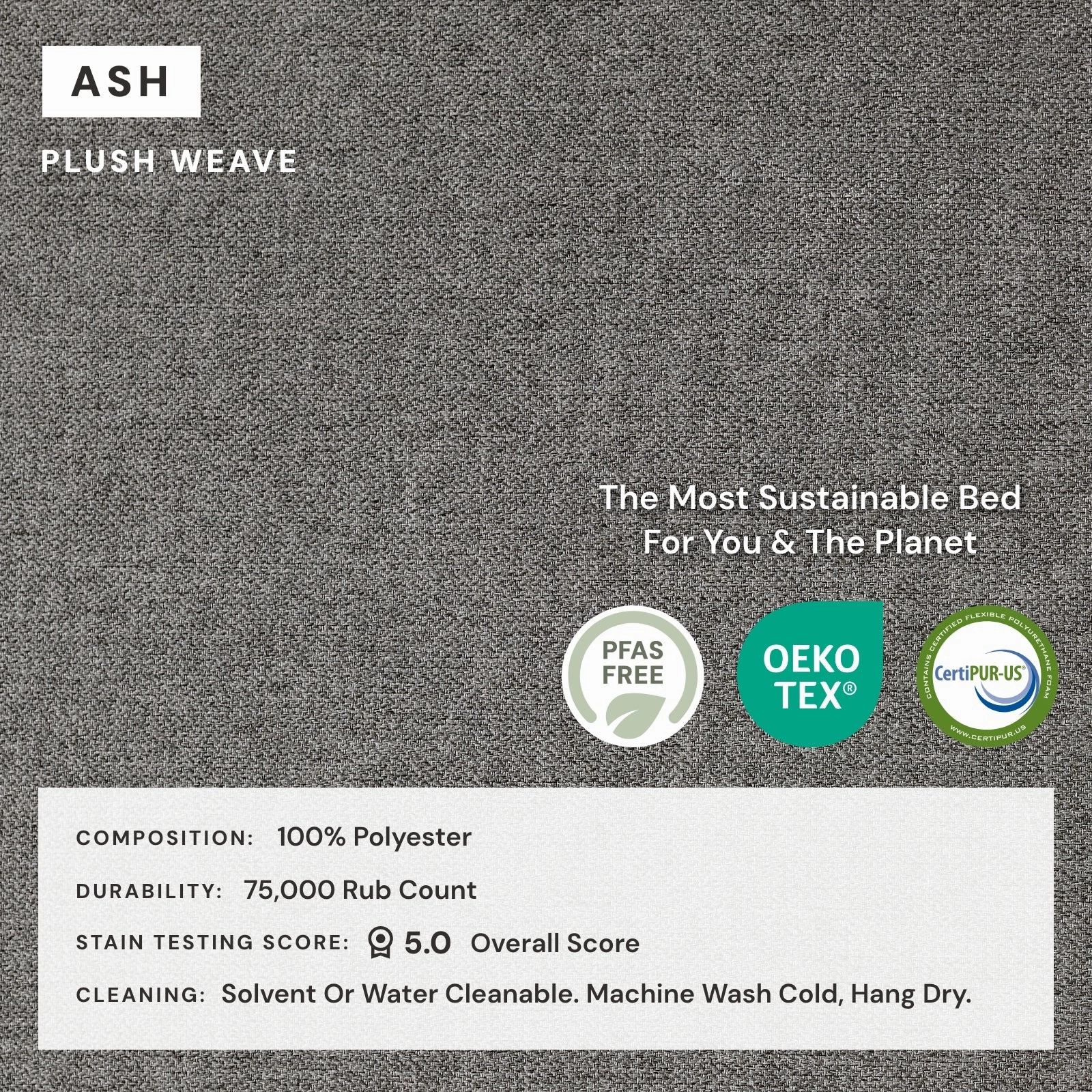 King Upholstered Platform Bed | Plush Weave in Ash