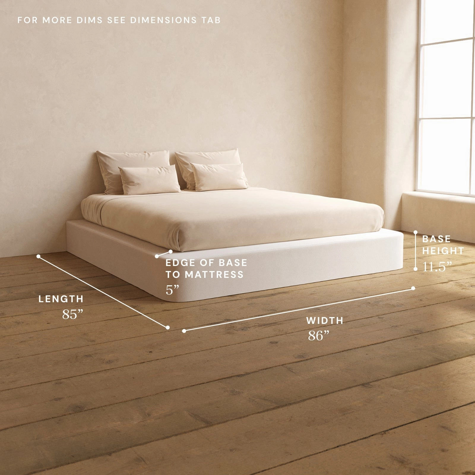 King Upholstered Platform Bed | Plush Weave in Eggshell