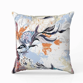 Leaf Lurker Faux Suede Reversible Throw Pillow White and Blue