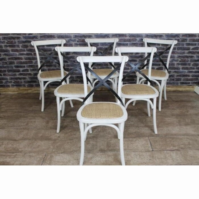 Mid Century Modern Contemporary Antique Style Cross Back X Open Wooden Frame Dining Accent Wood Chairs