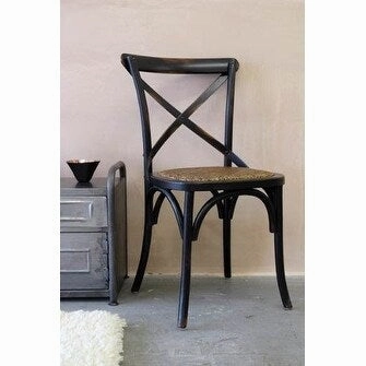 Mid Century Modern Contemporary Antique Style Cross Back X Open Wooden Frame Dining Accent Wood Chairs