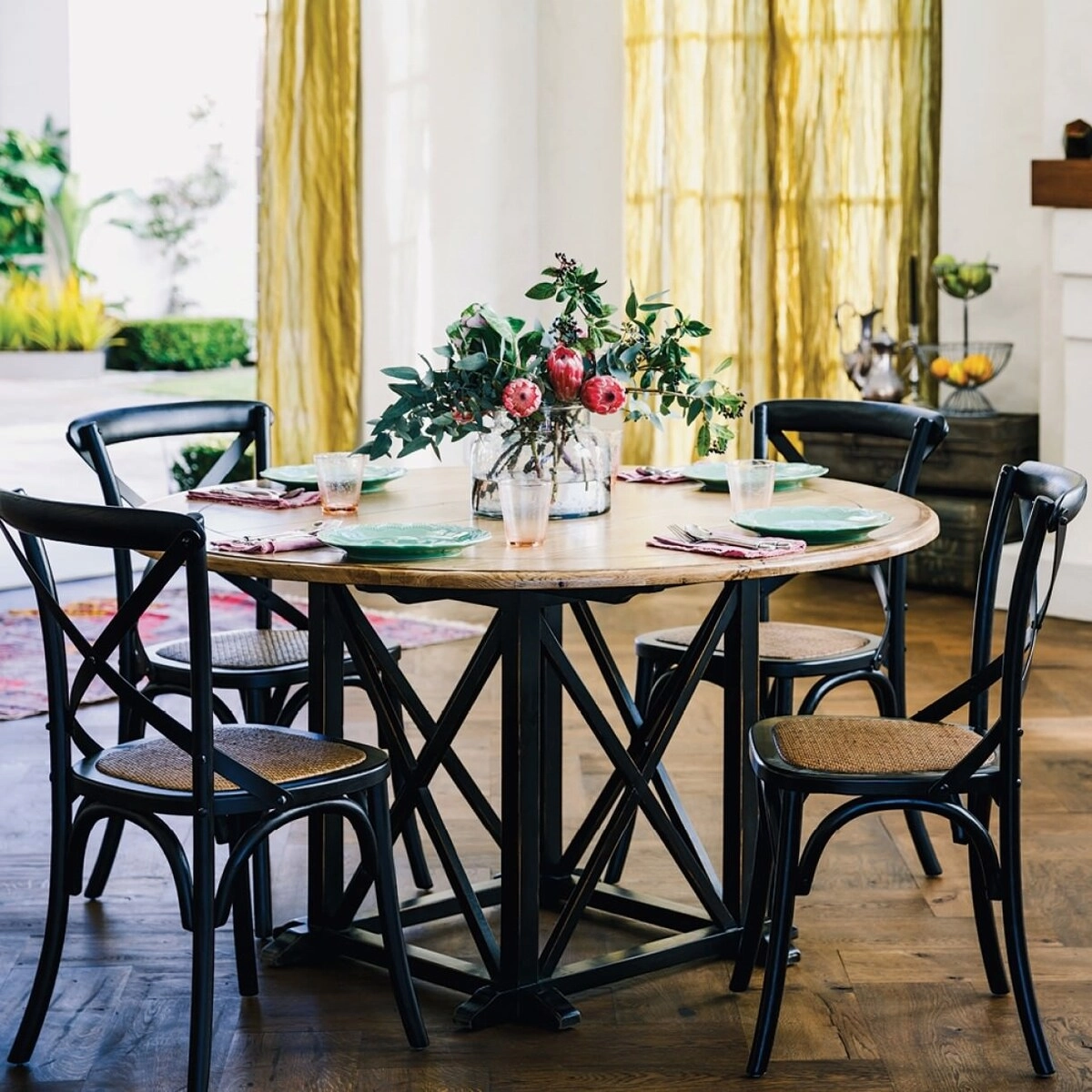 Mid Century Modern Contemporary Antique Style Cross Back X Open Wooden Frame Dining Accent Wood Chairs