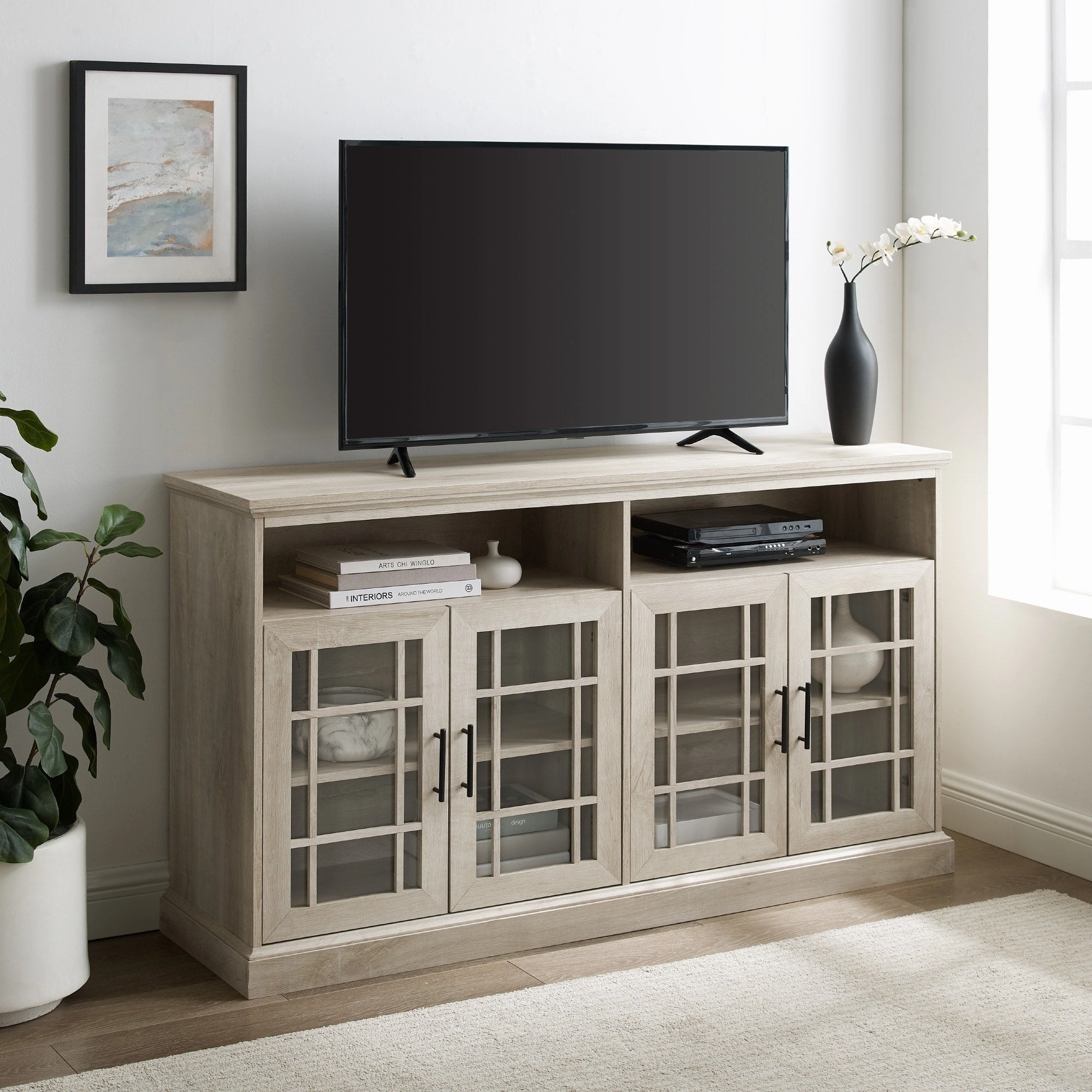 Middlebrook 58-inch Framed Glass 4-Door TV Stand