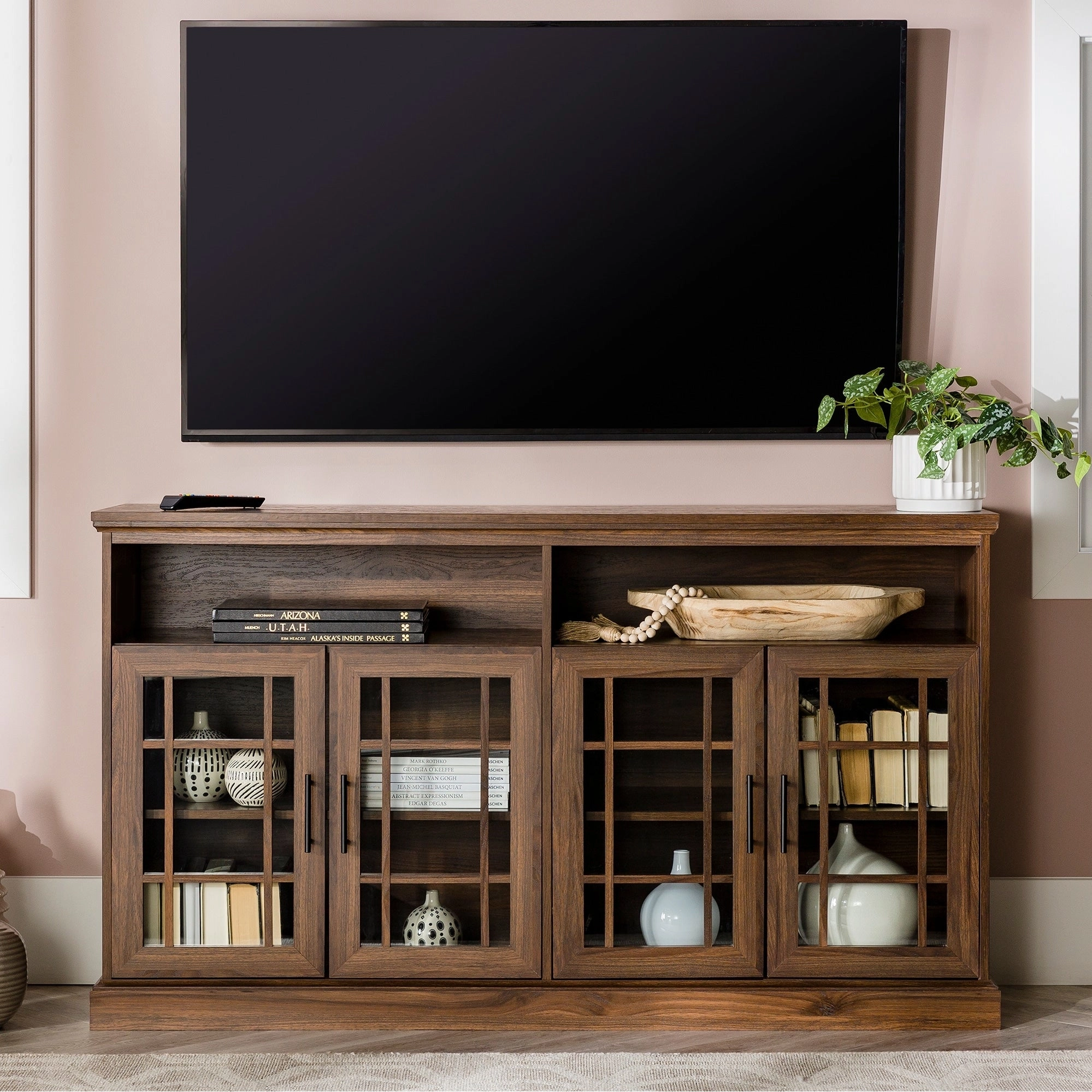 Middlebrook 58-inch Framed Glass 4-Door TV Stand