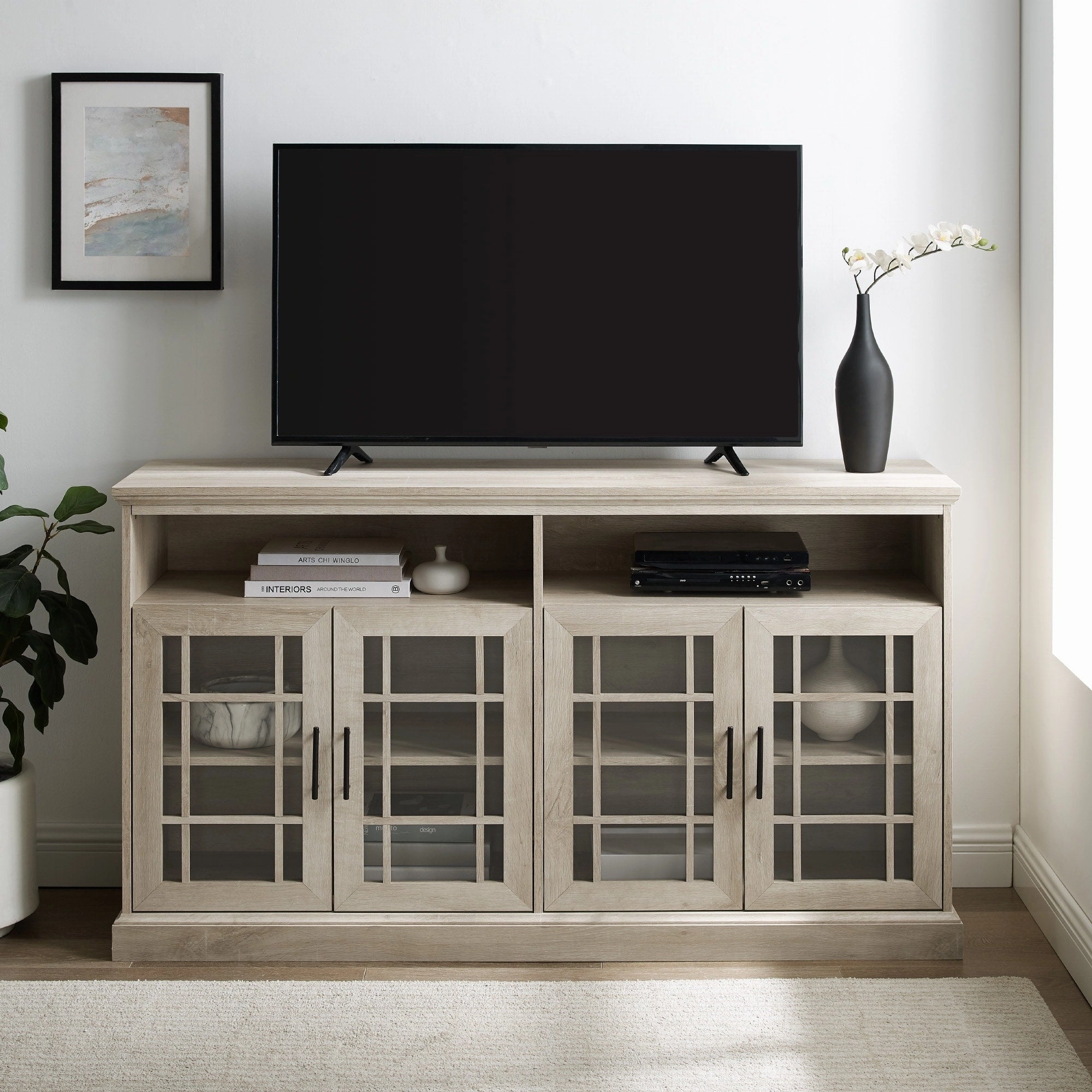 Middlebrook 58-inch Framed Glass 4-Door TV Stand