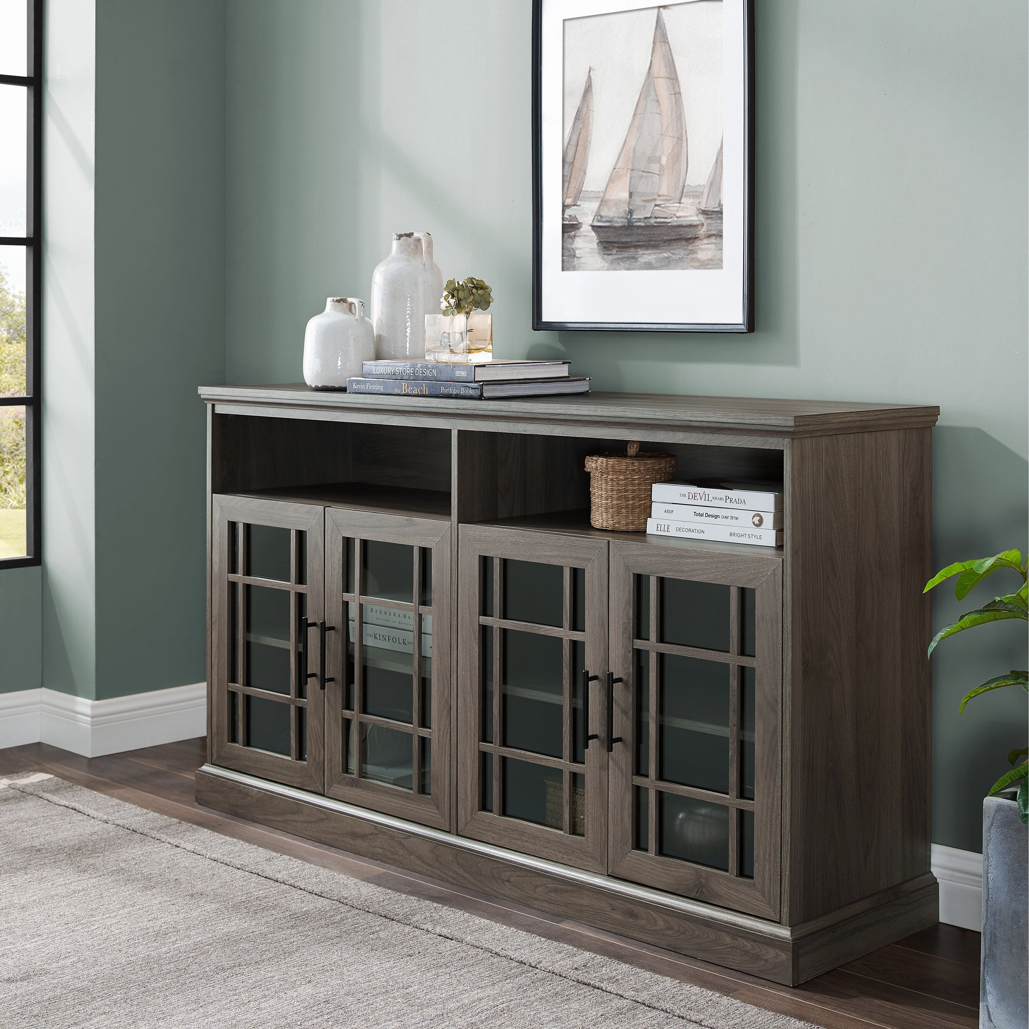 Middlebrook 58-inch Framed Glass 4-Door TV Stand