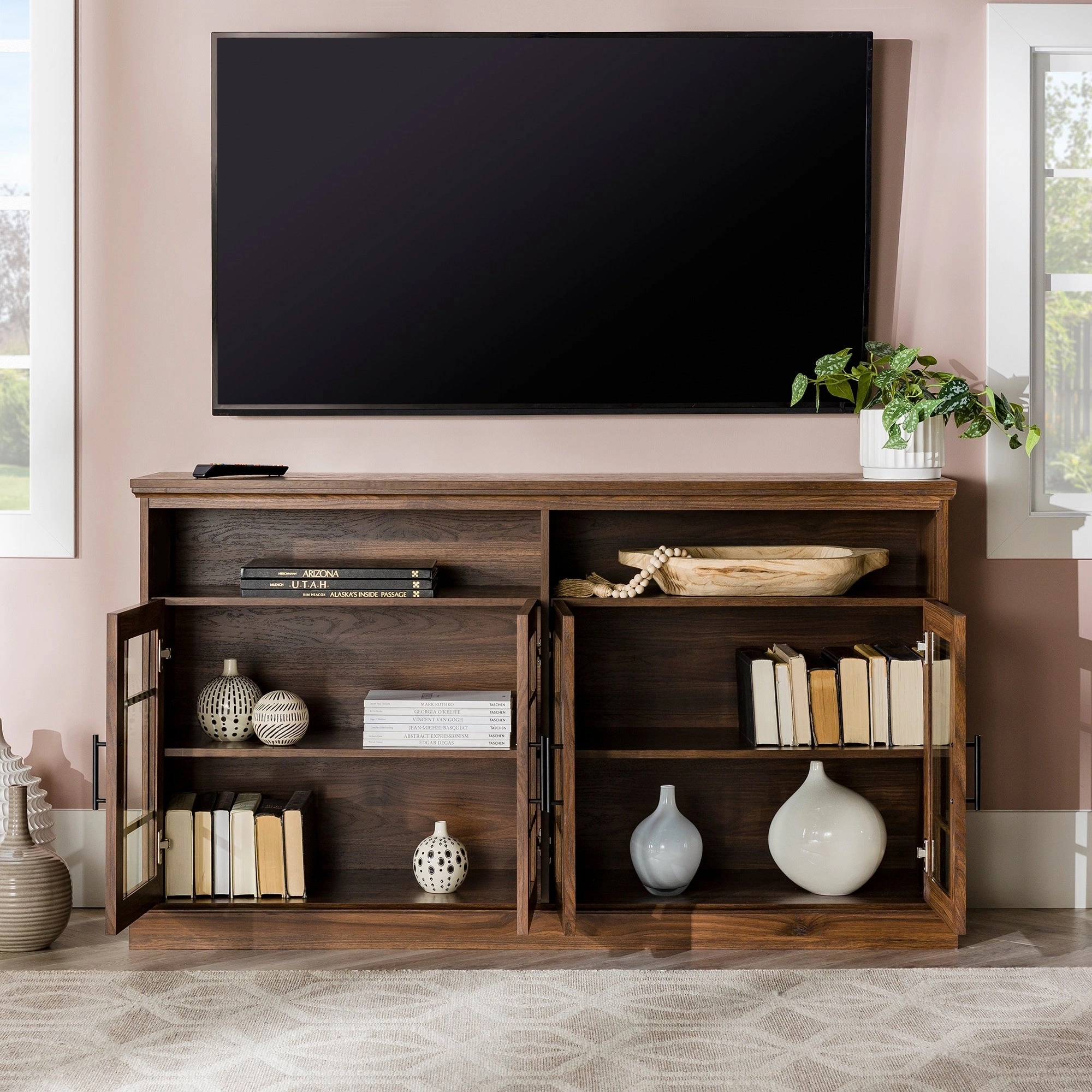 Middlebrook 58-inch Framed Glass 4-Door TV Stand