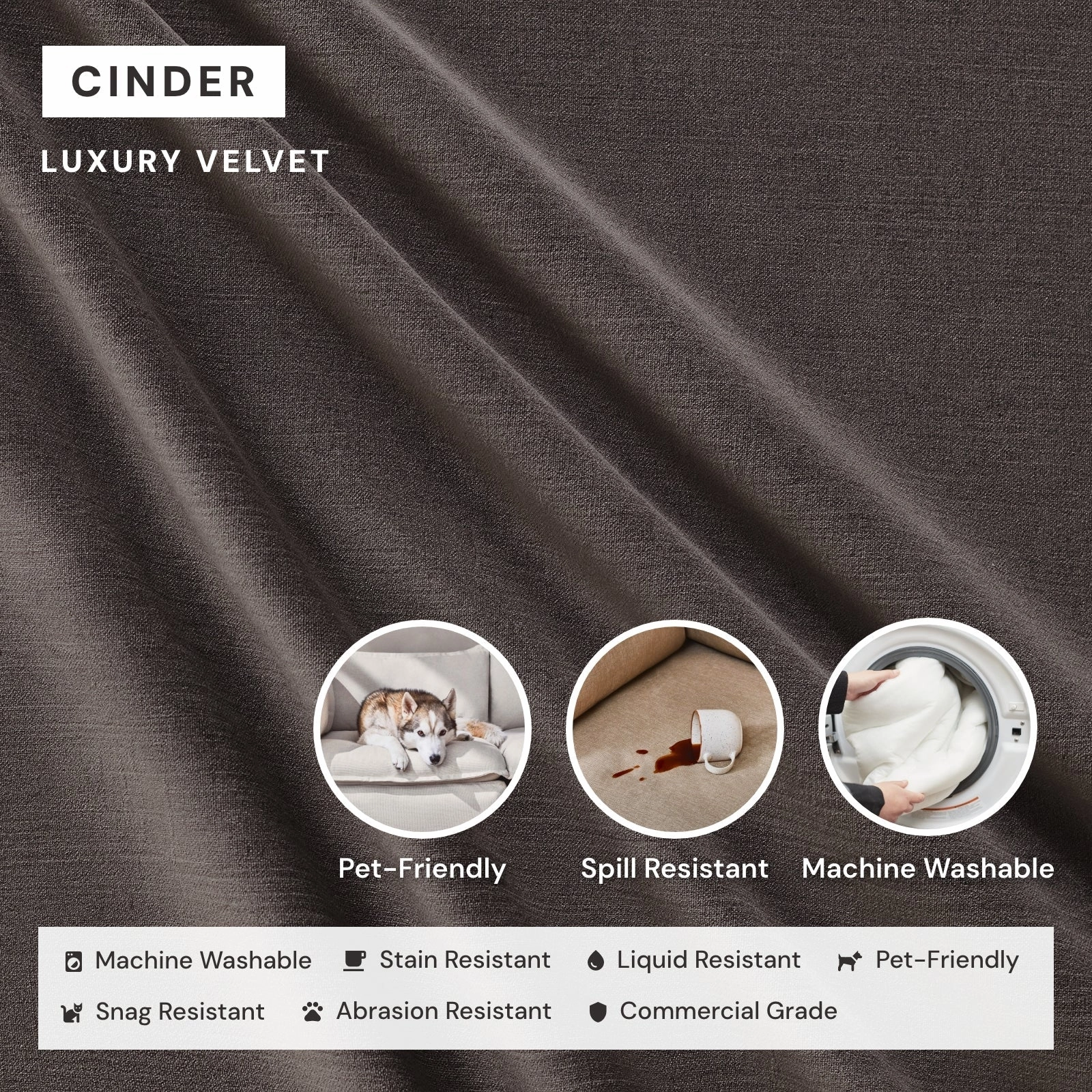 Modular Performance 2-Seater   Ottoman in Cinder | Deluxe Blend