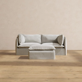 Modular Performance 2-Seater   Ottoman in Cloud | Relaxed Blend