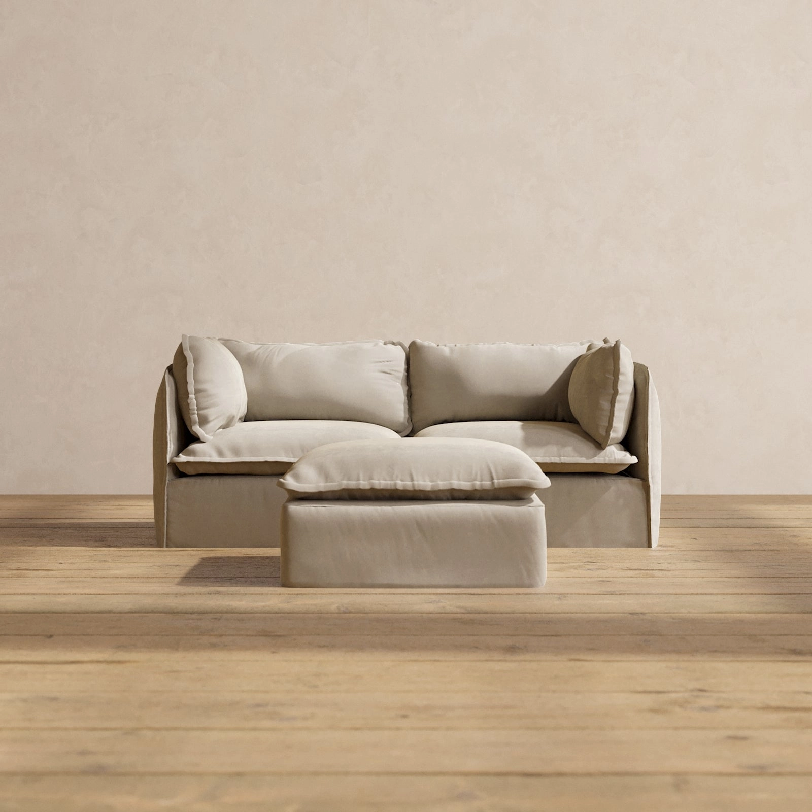 Modular Performance 2-Seater   Ottoman in Dune | Relaxed Blend