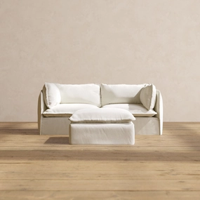 Modular Performance 2-Seater   Ottoman in Eggshell | Relaxed Blend