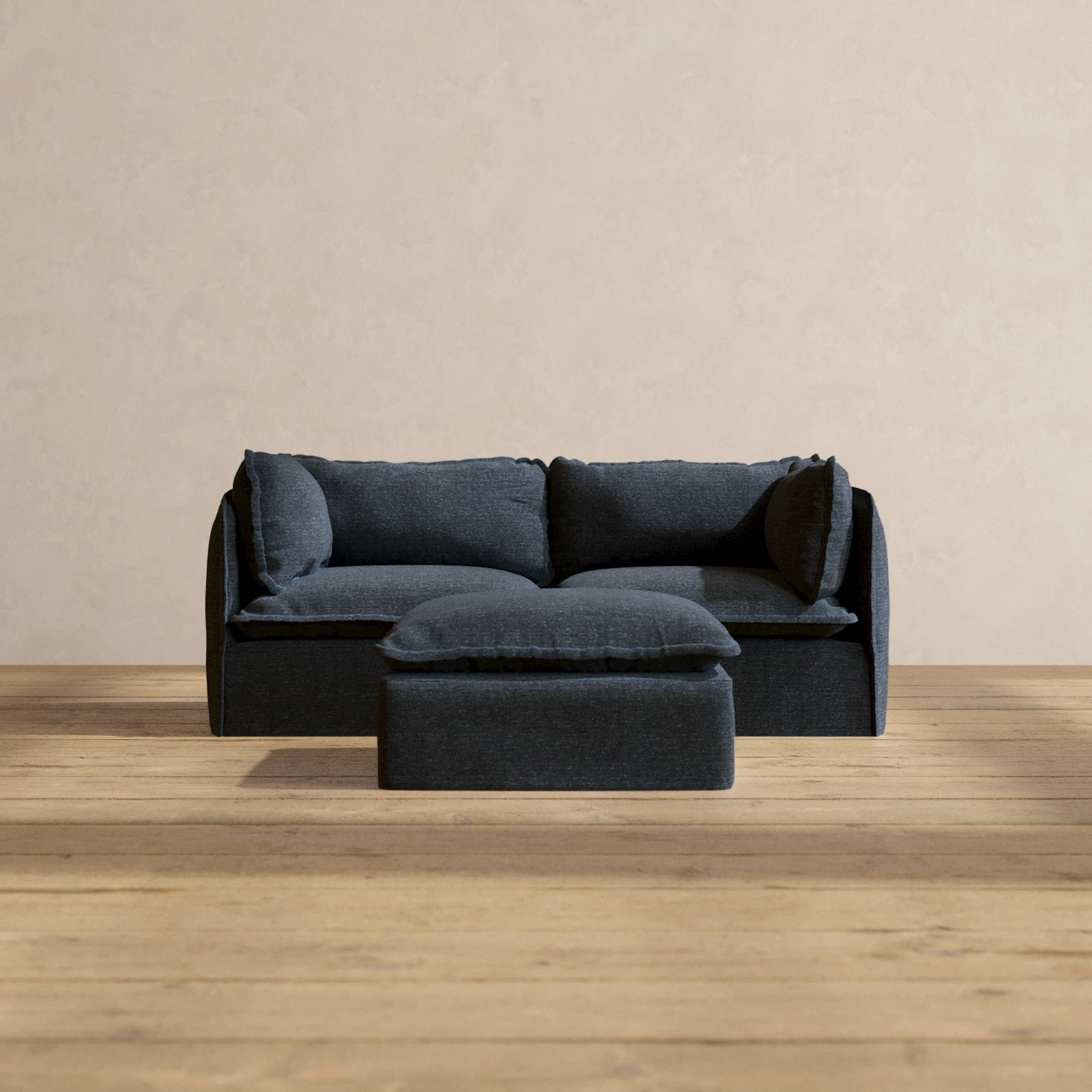 Modular Performance 2-Seater   Ottoman in Indigo | Relaxed Blend