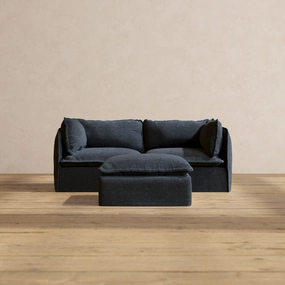 Modular Performance 2-Seater   Ottoman in Indigo | Relaxed Blend