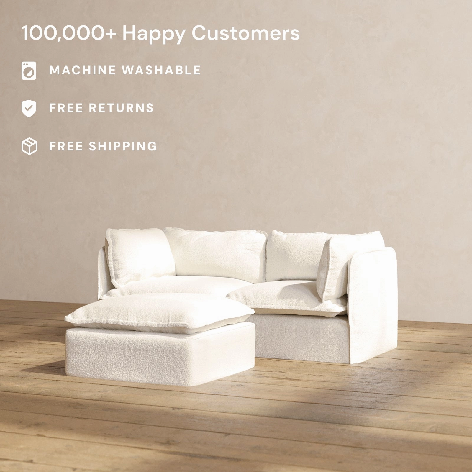 Modular Performance 2-Seater   Ottoman in Mousse | Deluxe Blend
