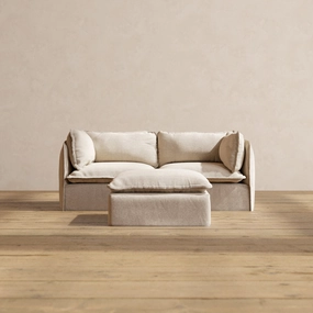 Modular Performance 2-Seater   Ottoman in Oat | Relaxed Blend