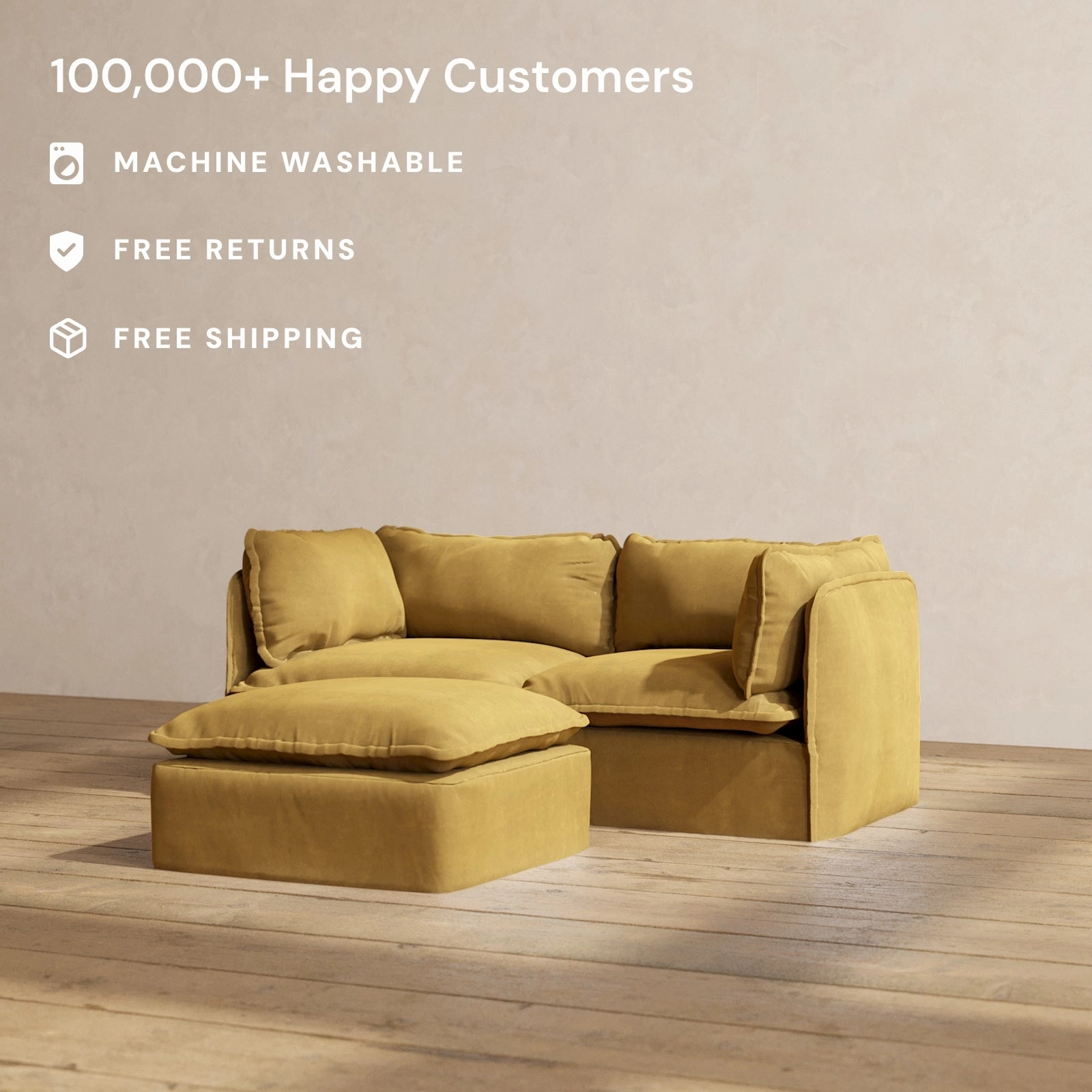 Modular Performance 2-Seater   Ottoman in Toffee | Deluxe Blend