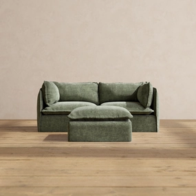 Modular Performance 2-Seater   Ottoman in Willow | Deluxe Blend
