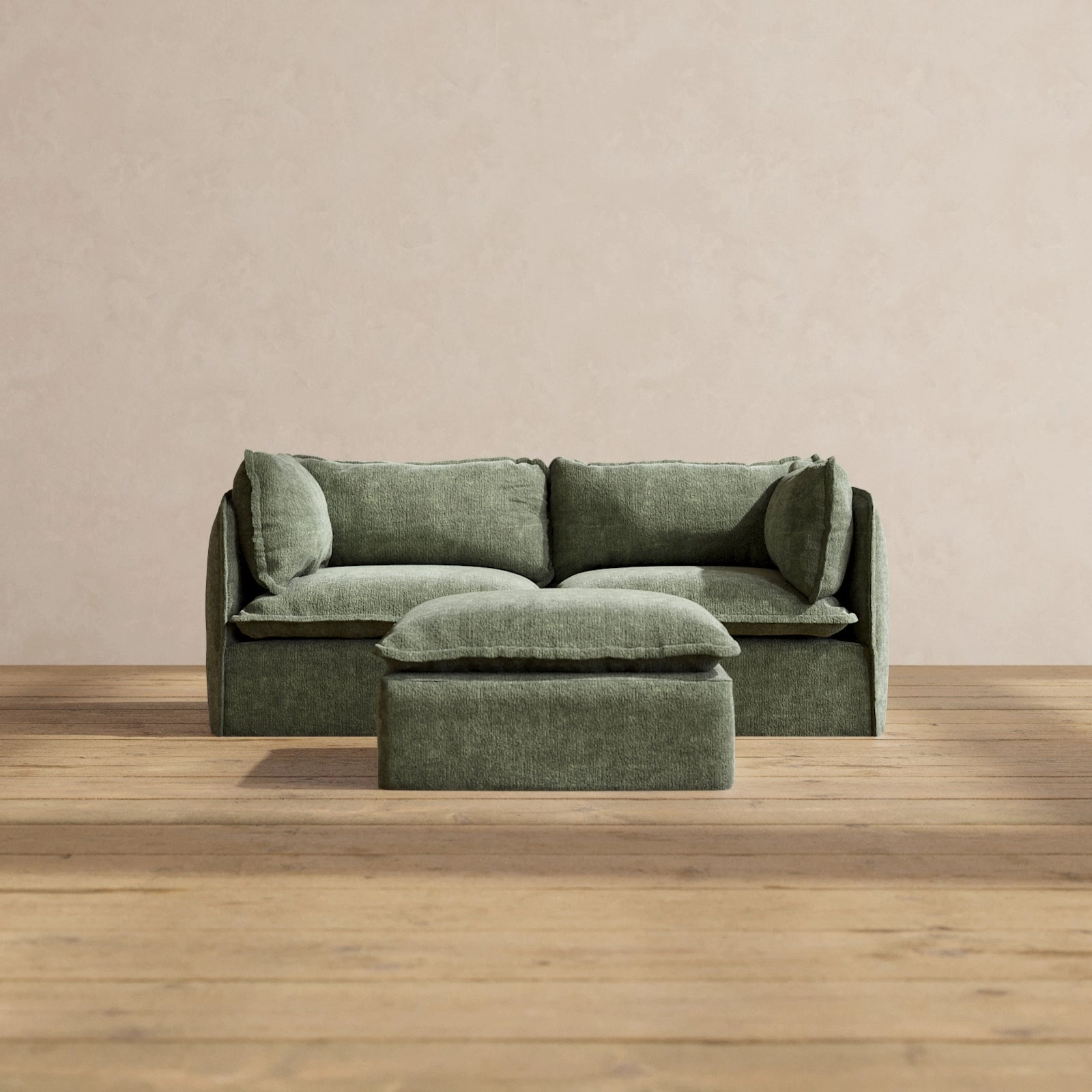 Modular Performance 2-Seater   Ottoman in Willow | Deluxe Blend