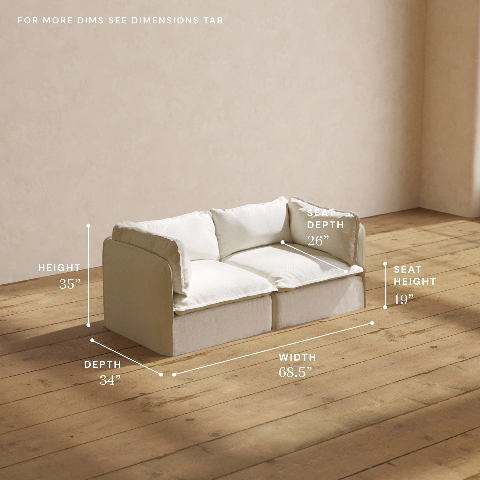 Modular Performance 2-Seater in Eggshell | Deluxe Blend