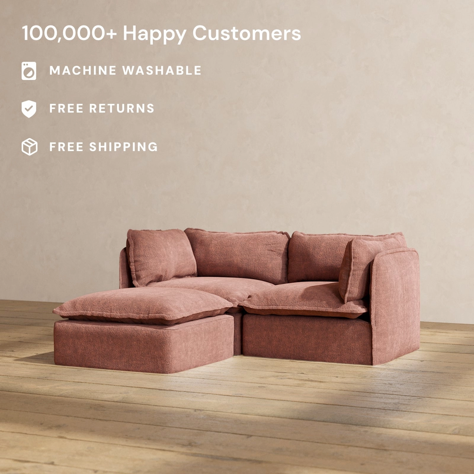 Modular Performance 2-Seater Sectional in Chestnut | Deluxe Blend