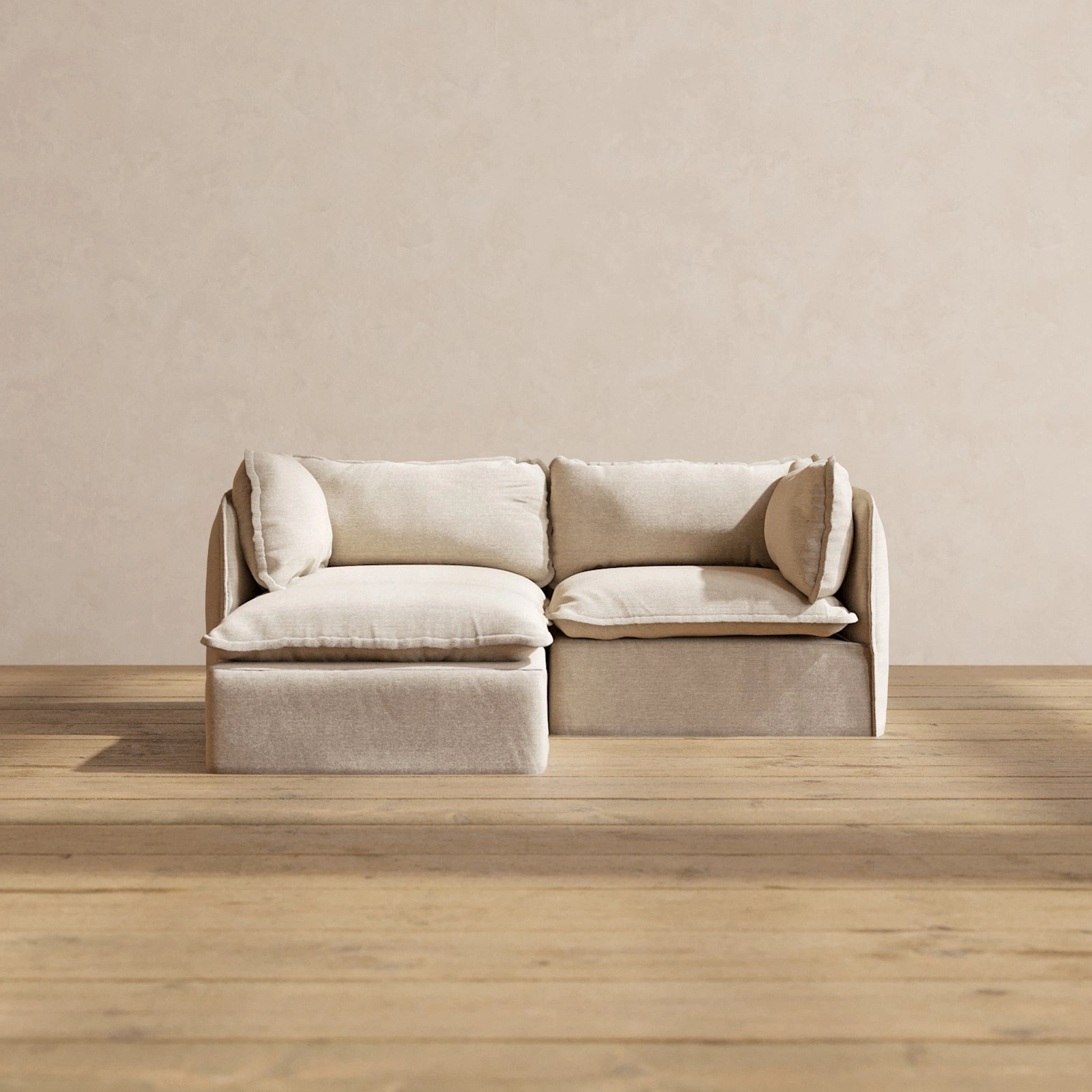 Modular Performance 2-Seater Sectional in Oat | Deluxe Blend