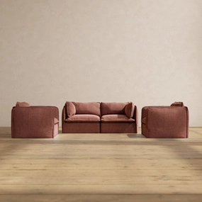 Modular Performance 2-Seater Sofa   Armchair Set in Chestnut | Deluxe Blend