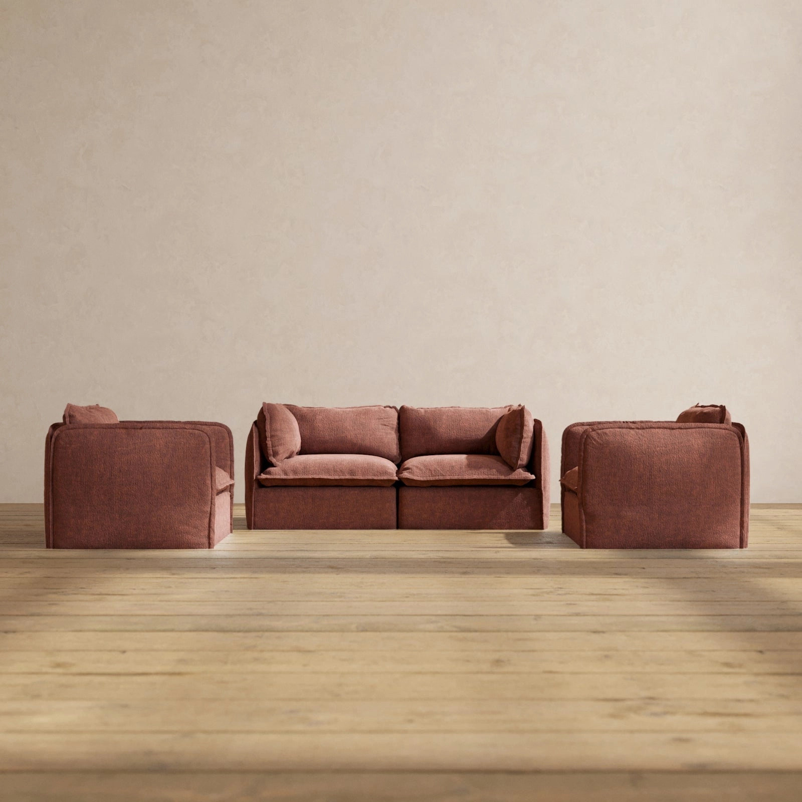 Modular Performance 2-Seater Sofa   Armchair Set in Chestnut | Relaxed Blend