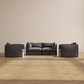 Modular Performance 2-Seater Sofa   Armchair Set in Cinder | Deluxe Blend