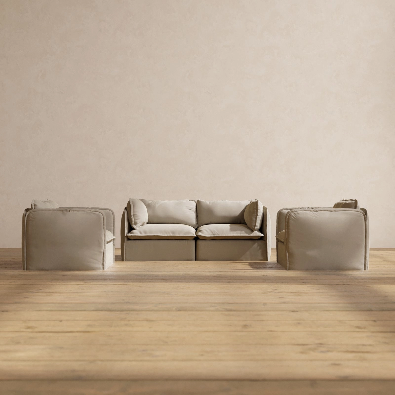 Modular Performance 2-Seater Sofa   Armchair Set in Dune | Deluxe Blend