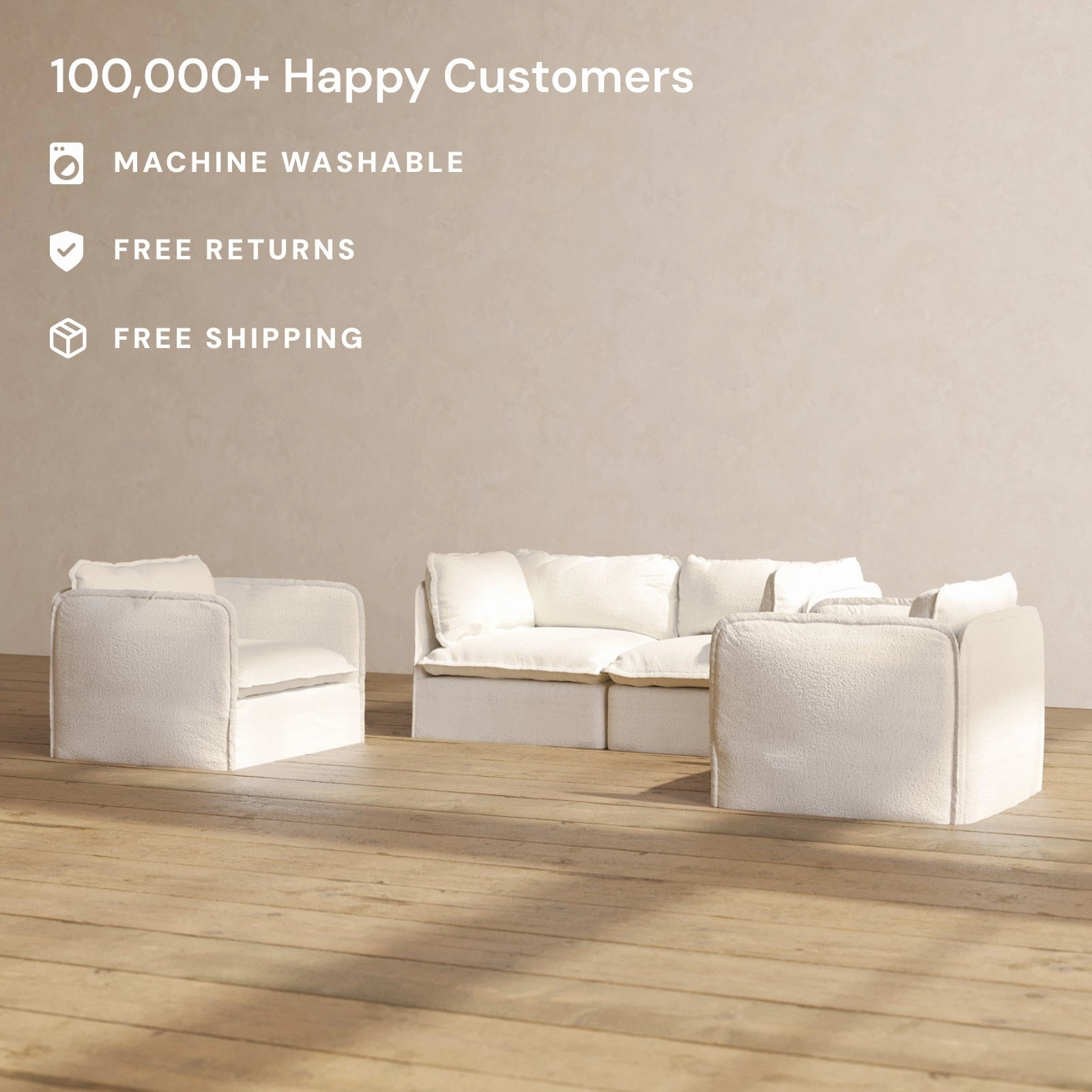 Modular Performance 2-Seater Sofa   Armchair Set in Mousse | Relaxed Blend