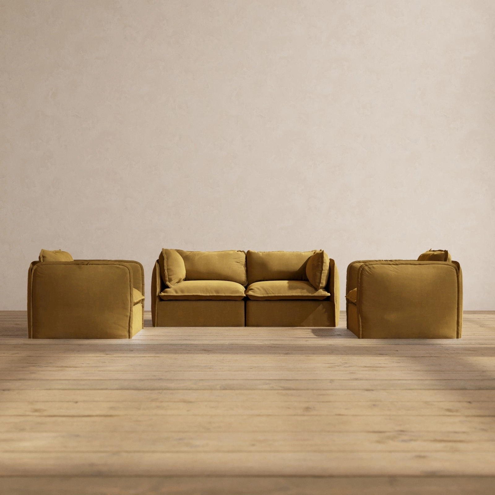 Modular Performance 2-Seater Sofa   Armchair Set in Toffee | Deluxe Blend