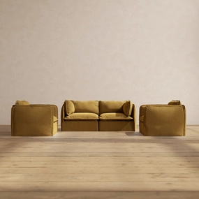 Modular Performance 2-Seater Sofa   Armchair Set in Toffee | Deluxe Blend