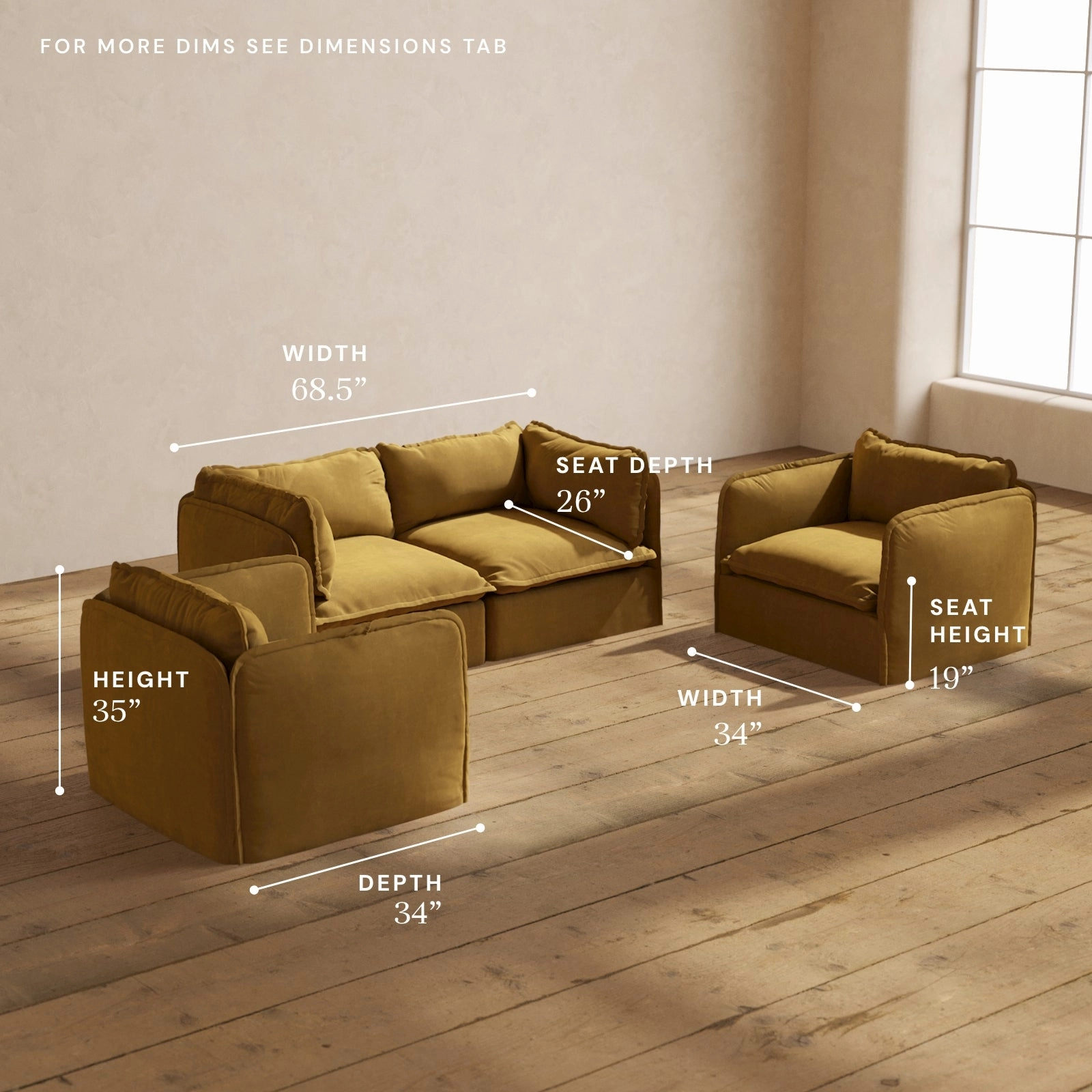 Modular Performance 2-Seater Sofa   Armchair Set in Toffee | Deluxe Blend
