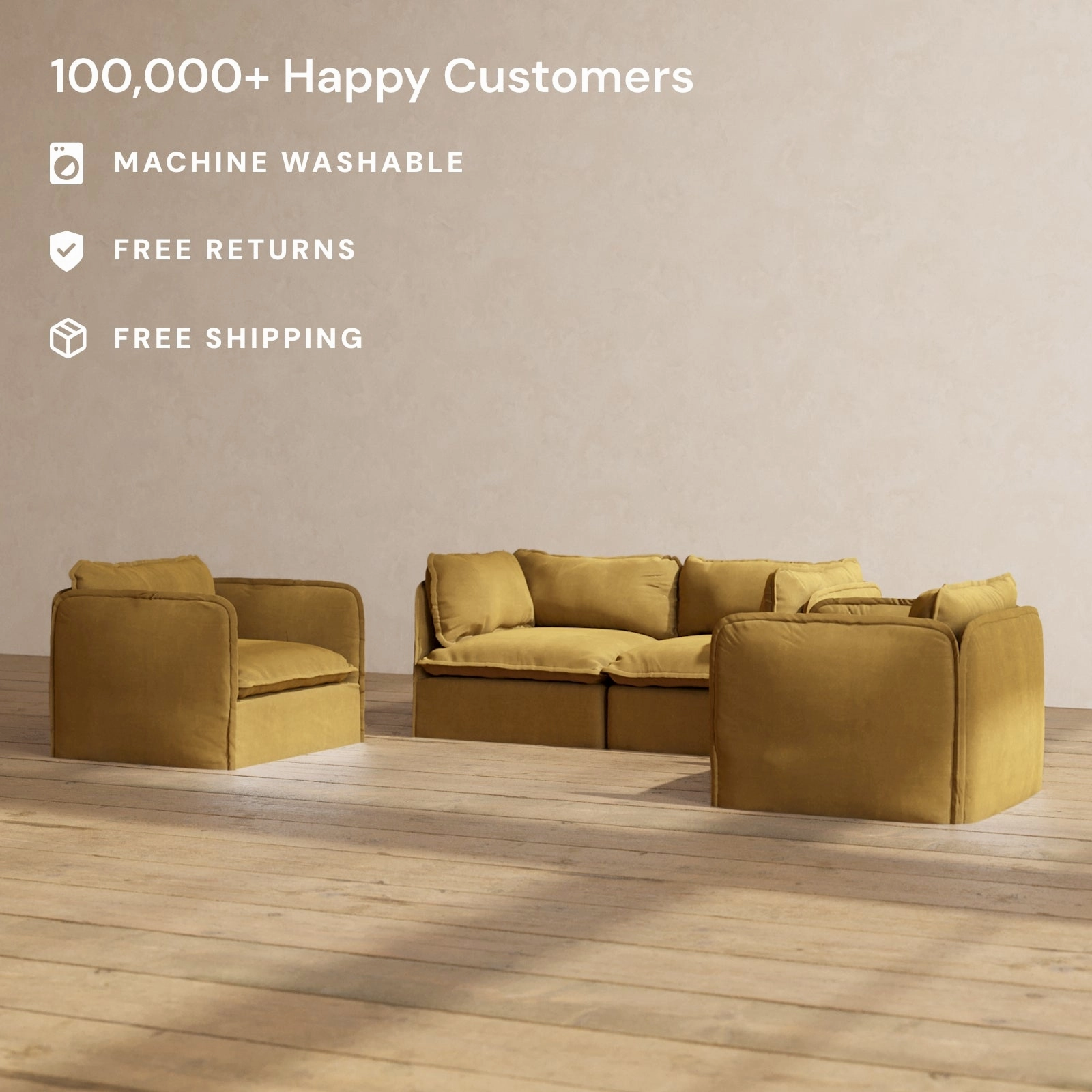 Modular Performance 2-Seater Sofa   Armchair Set in Toffee | Deluxe Blend