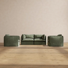 Modular Performance 2-Seater Sofa   Armchair Set in Willow | Deluxe Blend