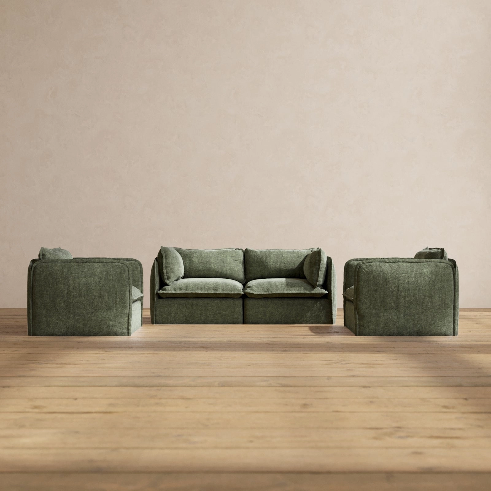 Modular Performance 2-Seater Sofa   Armchair Set in Willow | Relaxed Blend