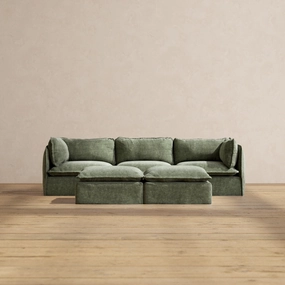 Modular Performance 3-Seater   Bench Ottoman in Willow | Deluxe Blend