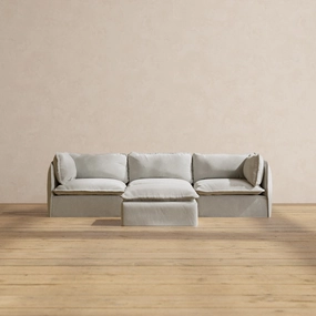 Modular Performance 3-Seater   Ottoman in Cloud | Relaxed Blend
