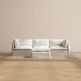 Modular Performance 3-Seater   Ottoman in Eggshell | Deluxe Blend